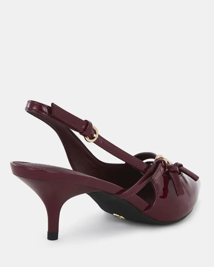 Women NOVO Shoes IMILIA DEEP RED PATENT Closed Toe Heels Party