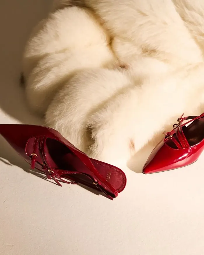 Women NOVO Shoes IMILIA DEEP RED PATENT Closed Toe Heels Party