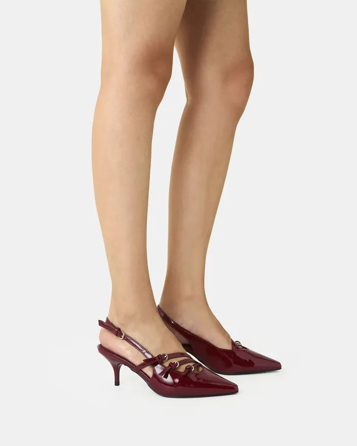 Women NOVO Shoes IMILIA DEEP RED PATENT Closed Toe Heels Party