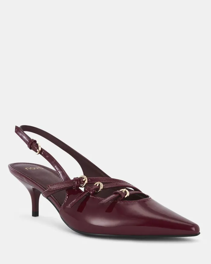 Women NOVO Shoes IMILIA DEEP RED PATENT Closed Toe Heels Party