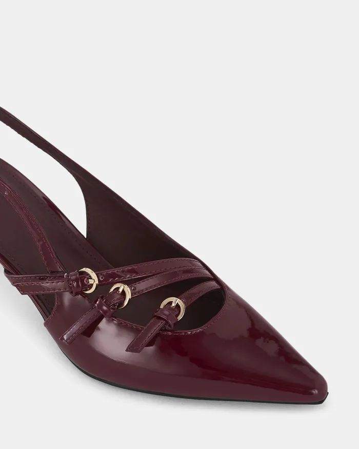 Women NOVO Shoes IMILIA DEEP RED PATENT Closed Toe Heels Party