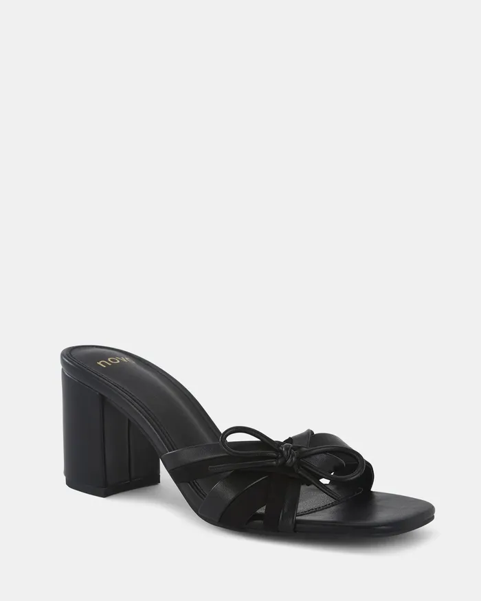 Women NOVO Shoes LAGO BLACK Open Toe Heels Mules