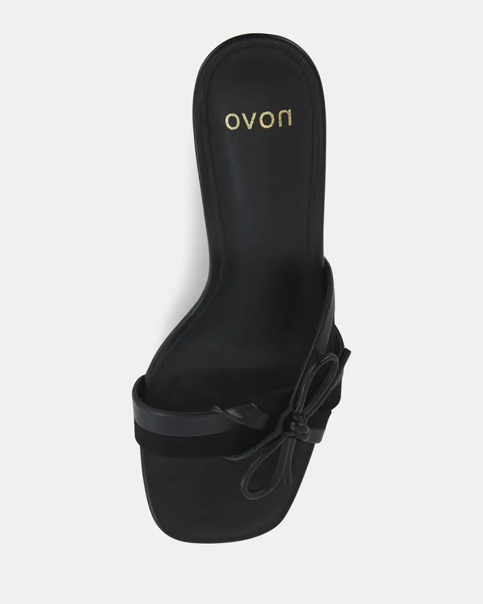 Women NOVO Shoes LAGO BLACK Open Toe Heels Mules