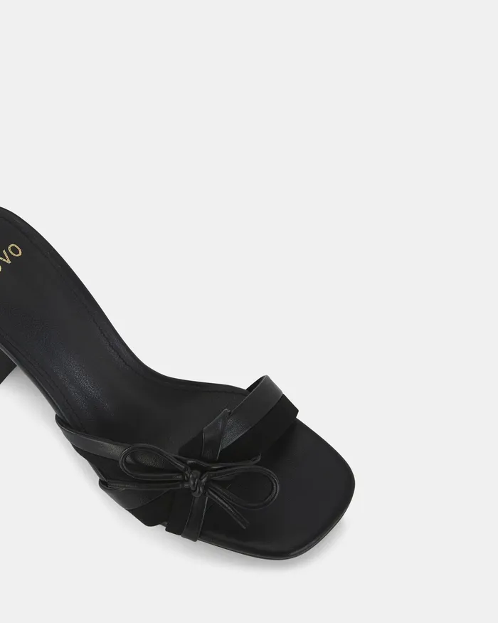 Women NOVO Shoes LAGO BLACK Open Toe Heels Mules