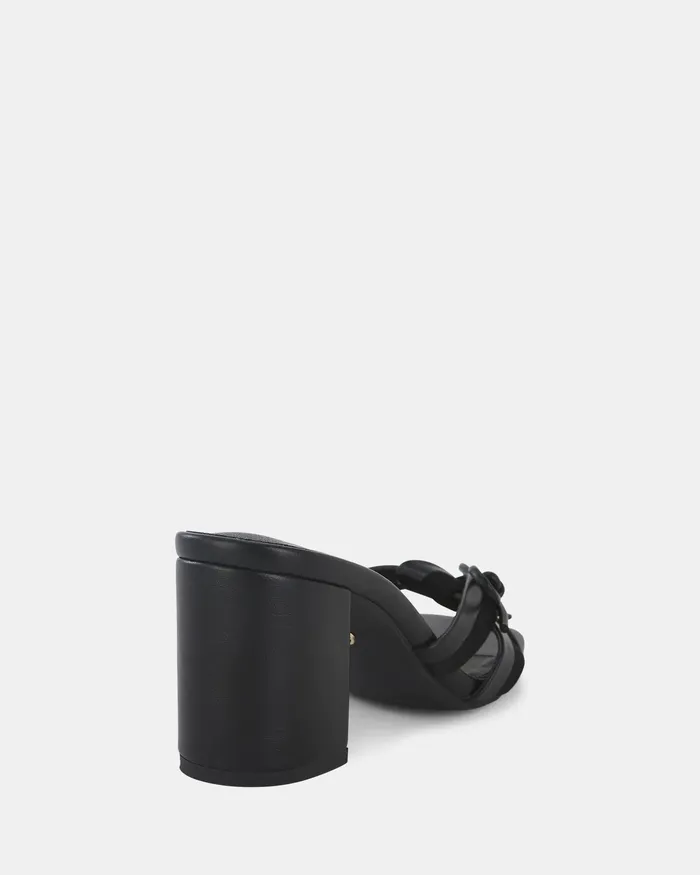 Women NOVO Shoes LAGO BLACK Open Toe Heels Mules