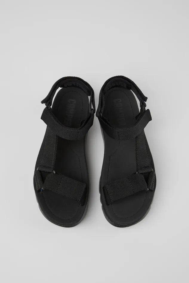Women Oruga Up Black Recycled PET Sandals Camper Wedges Women Oruga Up Black Recycled PET Sandals Camper Wedges