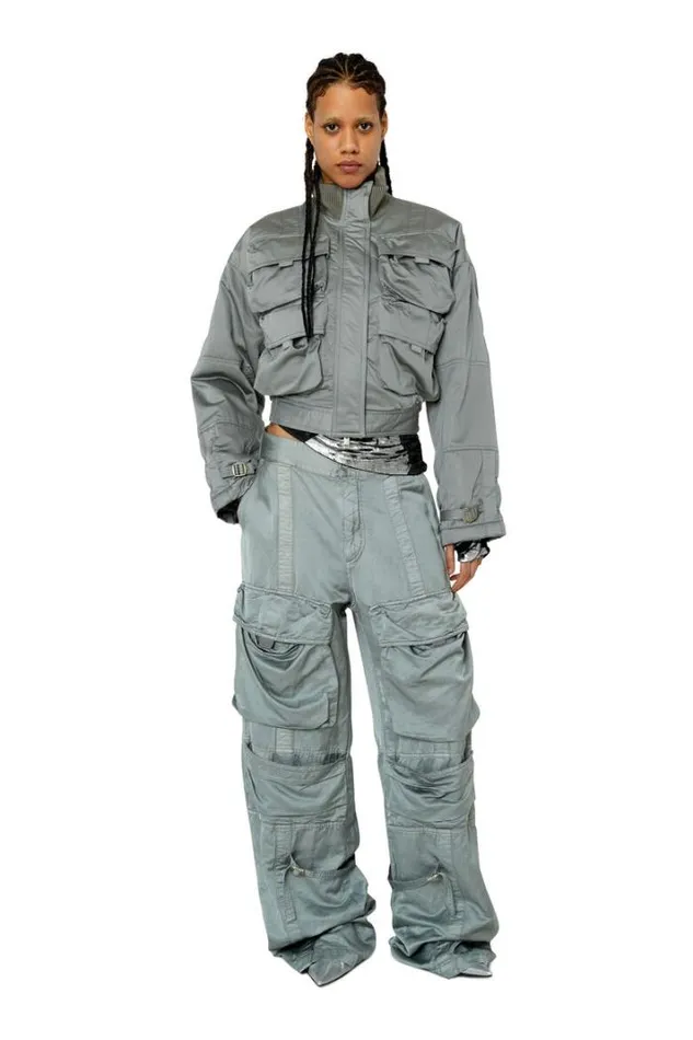 Women PMoon Grey Diesel Trousers And Shorts