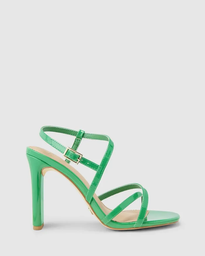 Women Party NOVO Shoes MOON GREEN Slim Rectangular Heels