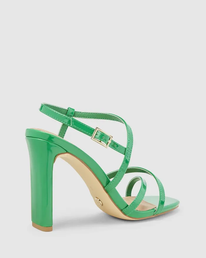 Women Party NOVO Shoes MOON GREEN Slim Rectangular Heels Women Party NOVO Shoes MOON GREEN Slim Rectangular Heels