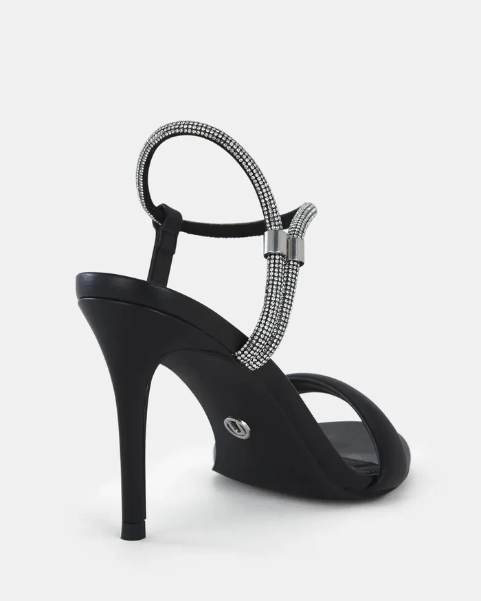 Women PEARSE BLACK Open Toe Heels Party NOVO Shoes