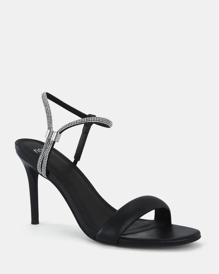 Women PEARSE BLACK Open Toe Heels Party NOVO Shoes