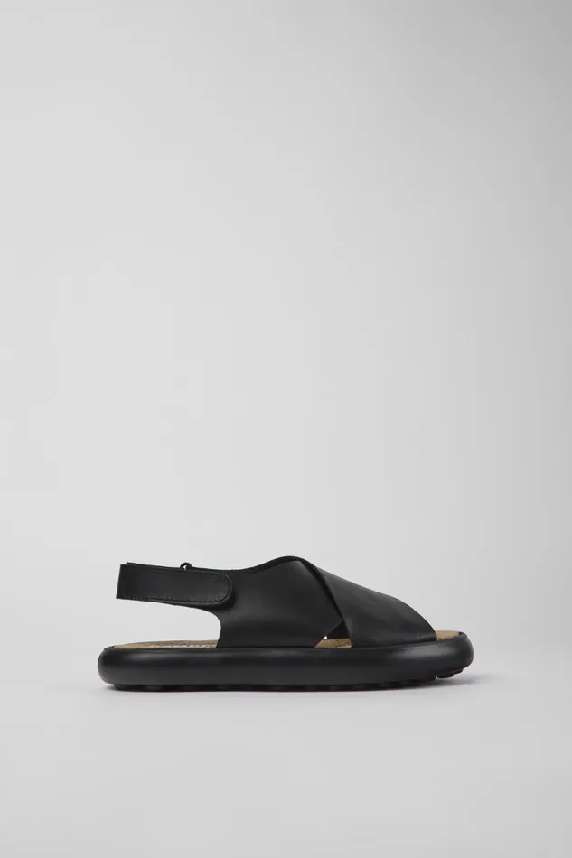 Women Pelotas Flota Black Leather Sandals Camper Flat Shoes Women Pelotas Flota Black Leather Sandals Camper Flat Shoes