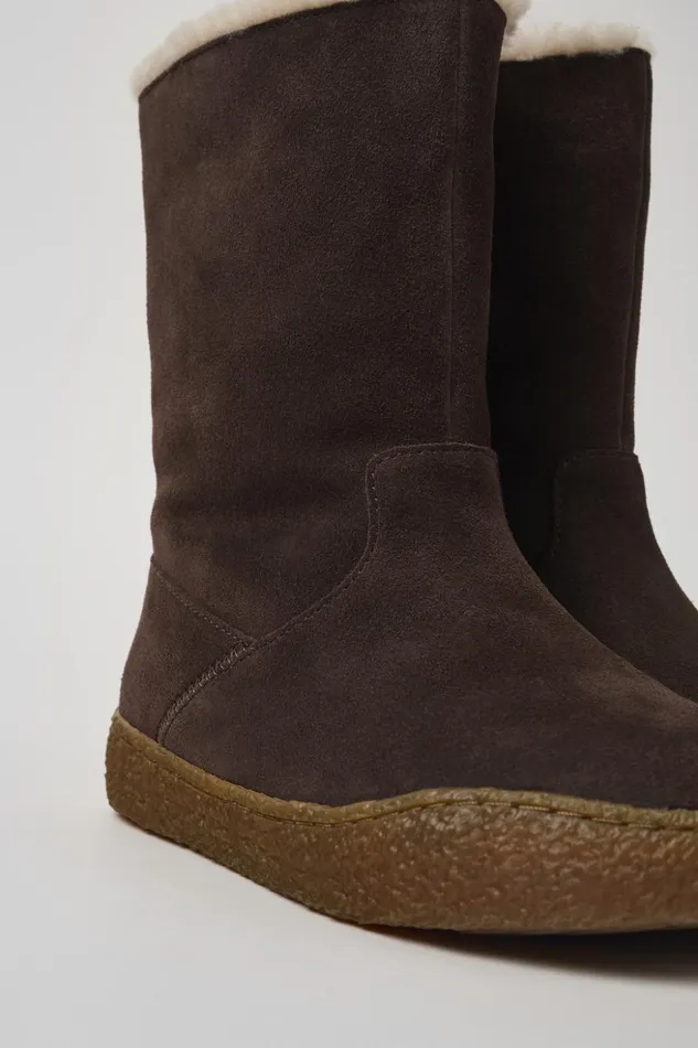 Women Peu Terreno Brown Nubuck Boots Camper Boots
