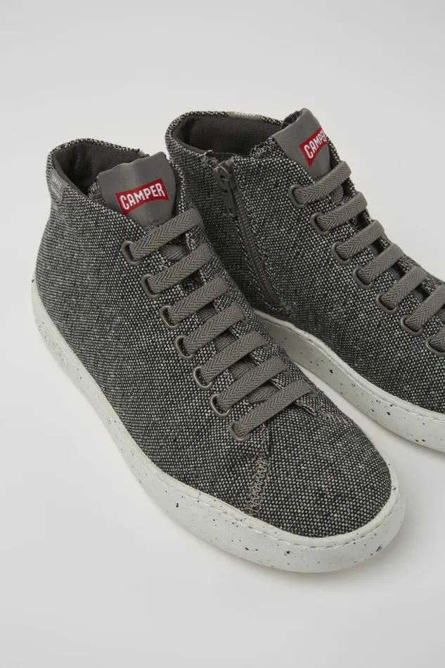 Women Peu Touring Gray And Black Recycled Wool Sneakers Camper Ankle Boots