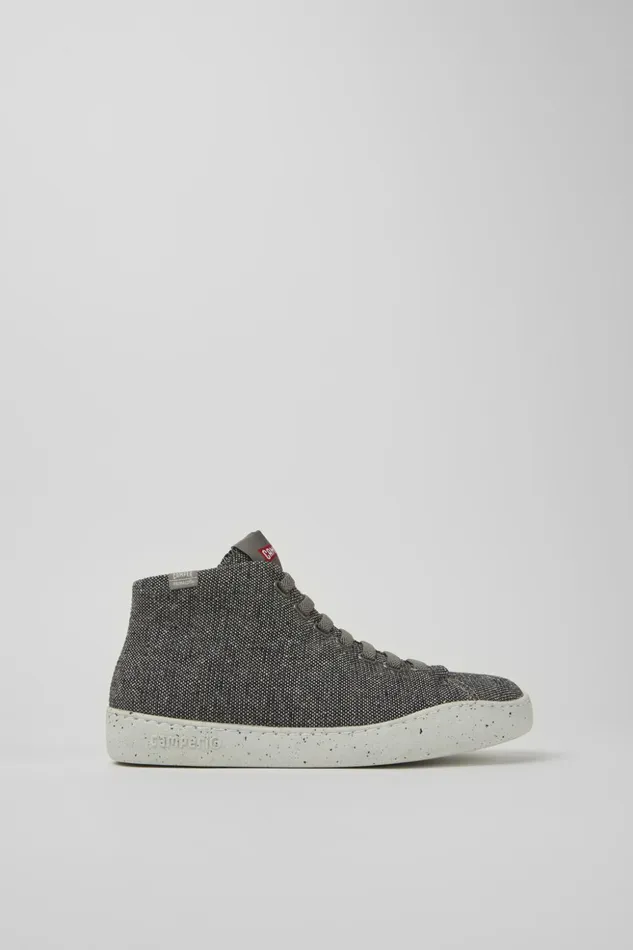 Women Peu Touring Gray And Black Recycled Wool Sneakers Camper Ankle Boots Women Peu Touring Gray And Black Recycled Wool Sneakers Camper Ankle Boots
