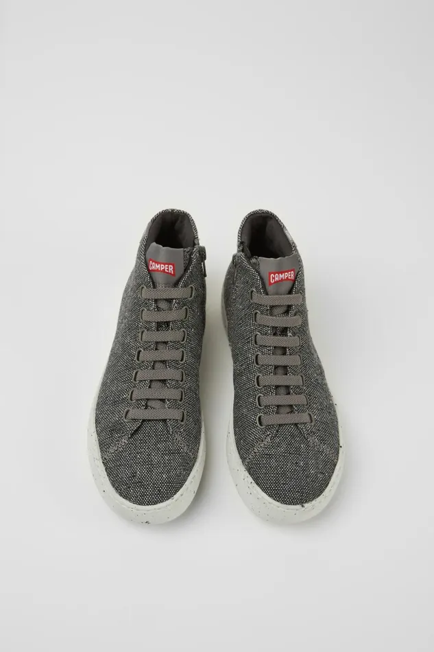 Women Peu Touring Gray And Black Recycled Wool Sneakers Camper Ankle Boots Women Peu Touring Gray And Black Recycled Wool Sneakers Camper Ankle Boots