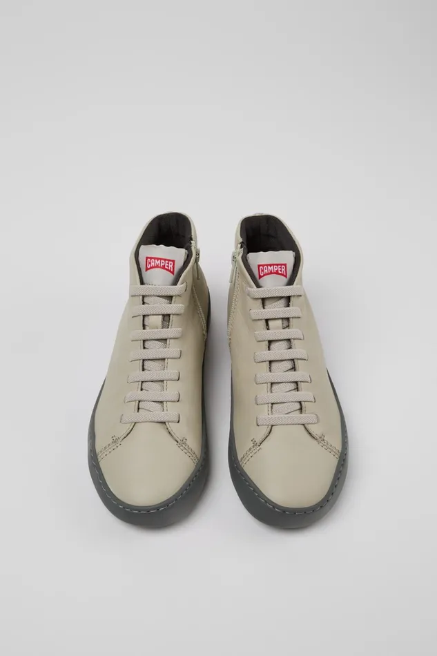 Women Peu Touring Gray Leather Ankle Boots Camper Ankle Boots