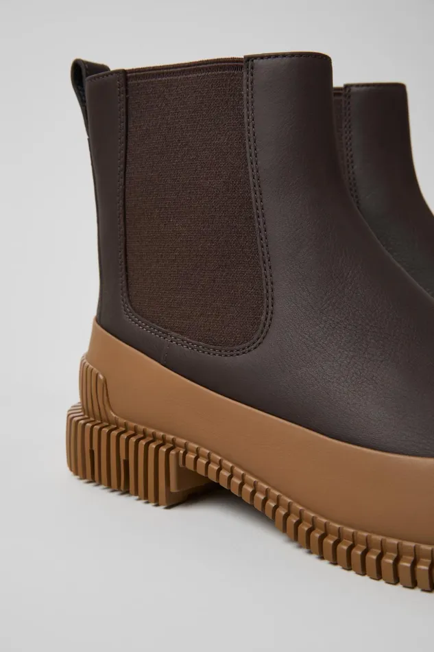 Women Pix Brown Leather Chelsea Boot Camper Ankle Boots