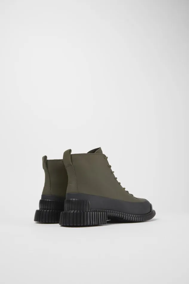 Women Pix Green And Black Leather Ankle Boots Camper Ankle Boots Women Pix Green And Black Leather Ankle Boots Camper Ankle Boots