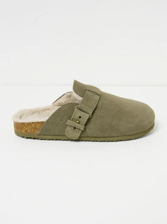 Women Pyjamas and Nightwear Fat Face Elsie Khaki Green House Shoes
