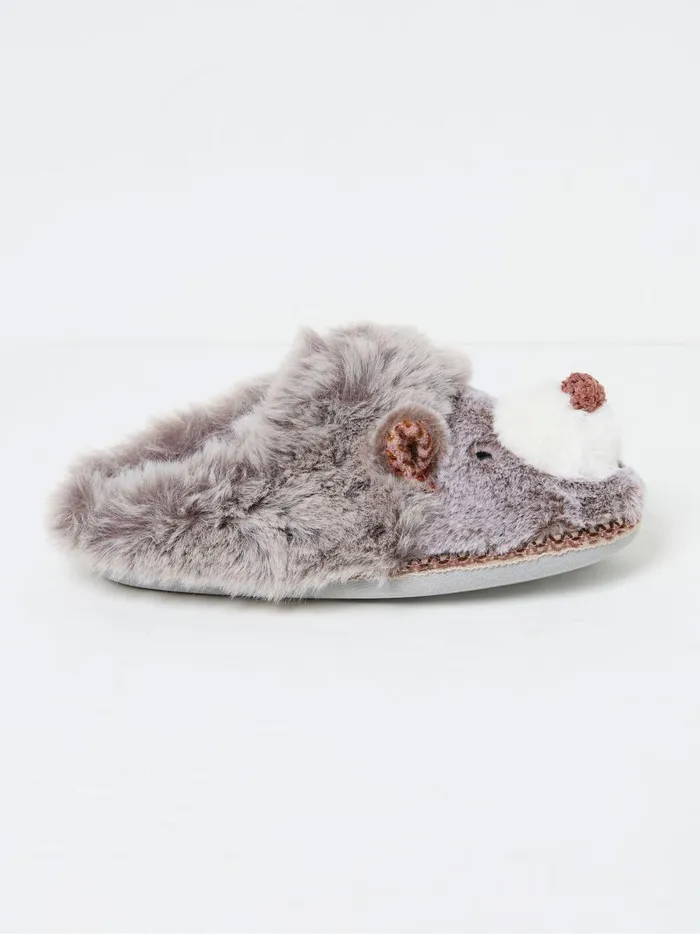 Women Pyjamas and Nightwear Fat Face Hope Grey Hedgehog Mules