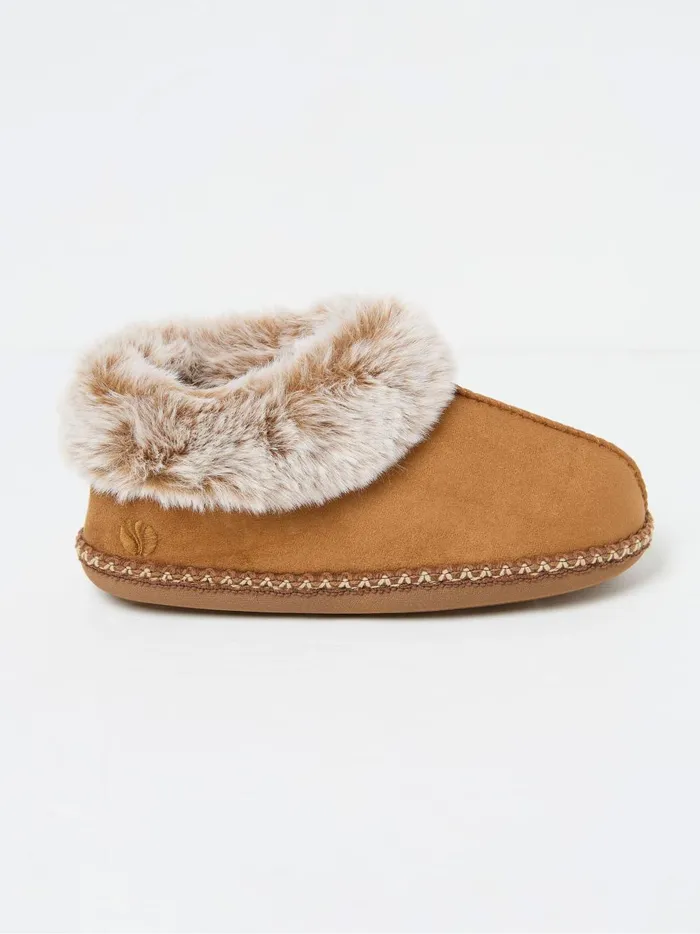 Women Pyjamas and Nightwear Fat Face Maia Tan Brown Boots Slippers