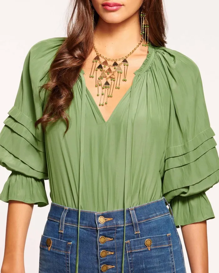 Women Randi Puff Sleeve Top Spruce Ramy Brook Tops Women Randi Puff Sleeve Top Spruce Ramy Brook Tops