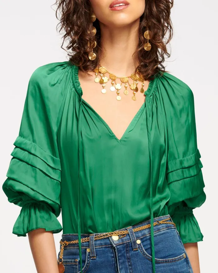 Women Randi Puff Sleeve Top Spruce Ramy Brook Tops Women Randi Puff Sleeve Top Spruce Ramy Brook Tops