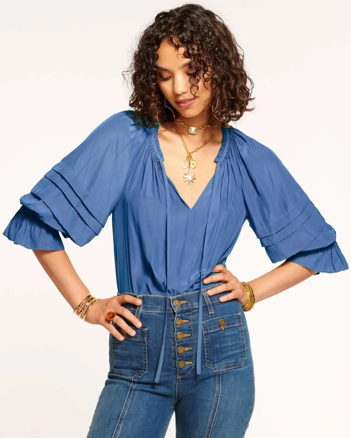 Women Randi Puff Sleeve Top Spruce Ramy Brook Tops Women Randi Puff Sleeve Top Spruce Ramy Brook Tops