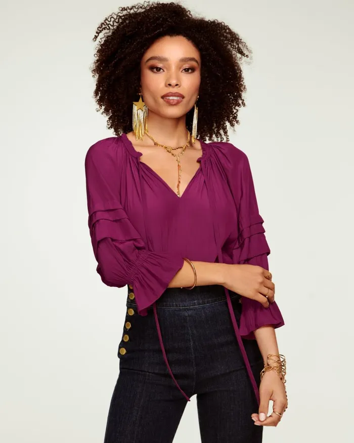 Women Randi Puff Sleeve Top Spruce Ramy Brook Tops Women Randi Puff Sleeve Top Spruce Ramy Brook Tops