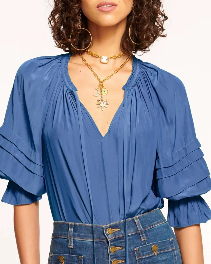 Women Randi Puff Sleeve Top Spruce Ramy Brook Tops Women Randi Puff Sleeve Top Spruce Ramy Brook Tops