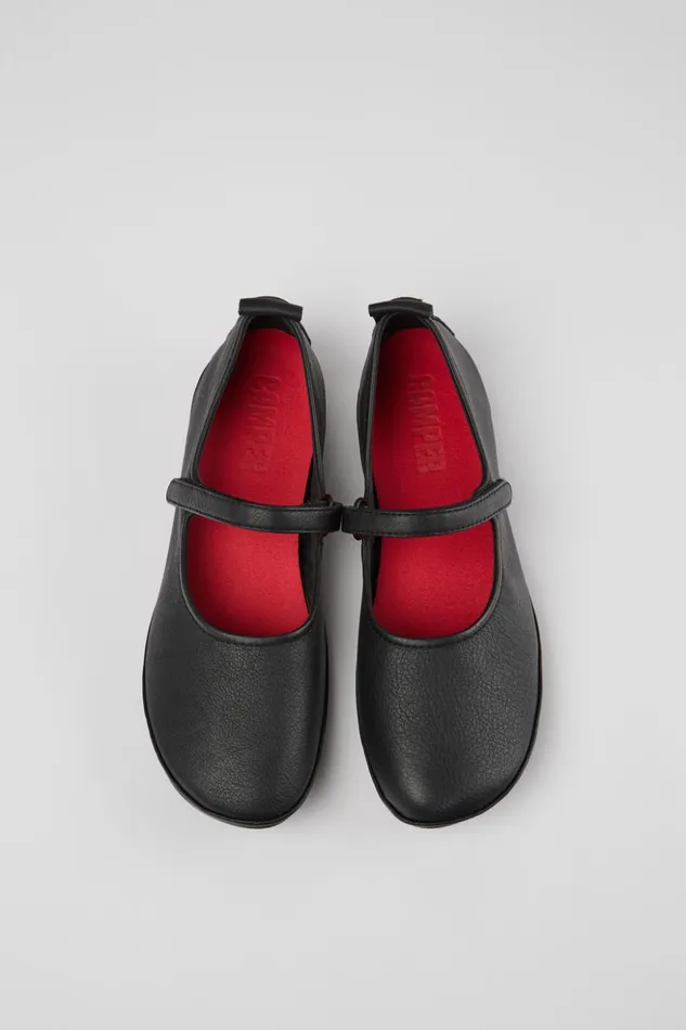 Women Right Black Leather Shoes Camper Ballerinas Women Right Black Leather Shoes Camper Ballerinas