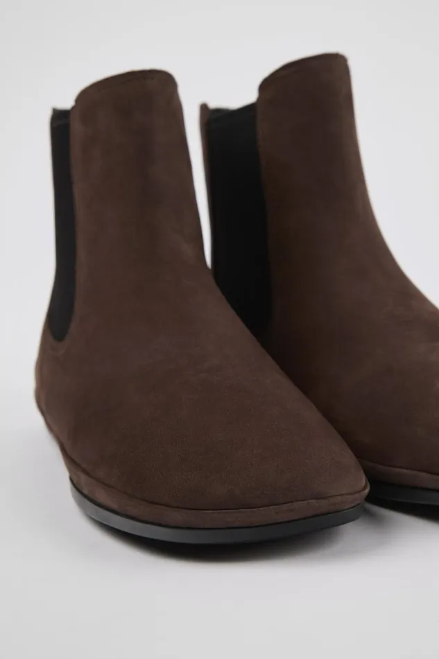 Women Right Brown Nubuck Boots Camper Ankle Boots