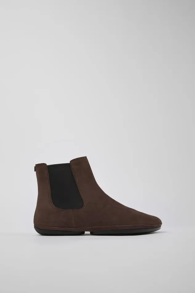 Women Right Brown Nubuck Boots Camper Ankle Boots