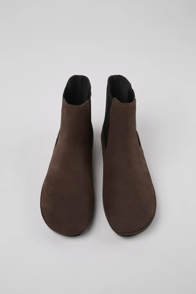 Women Right Brown Nubuck Boots Camper Ankle Boots