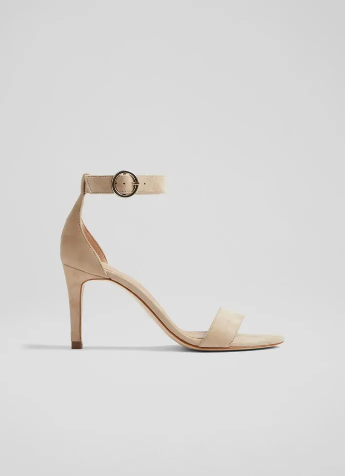 Women Sandals LKBennett Ivy Beige Suede Heeled Sandals Beige