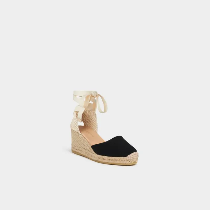 Women Sandals LKBennett Maureene Black Canvas Espadrille Wedges Black Women Sandals LKBennett Maureene Black Canvas Espadrille Wedges Black