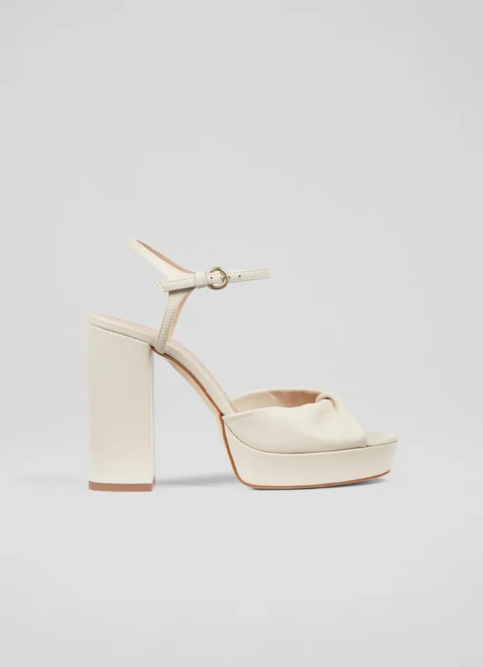 Women Sandals LKBennett Rosa Cream Leather Platform Sandals Ecru