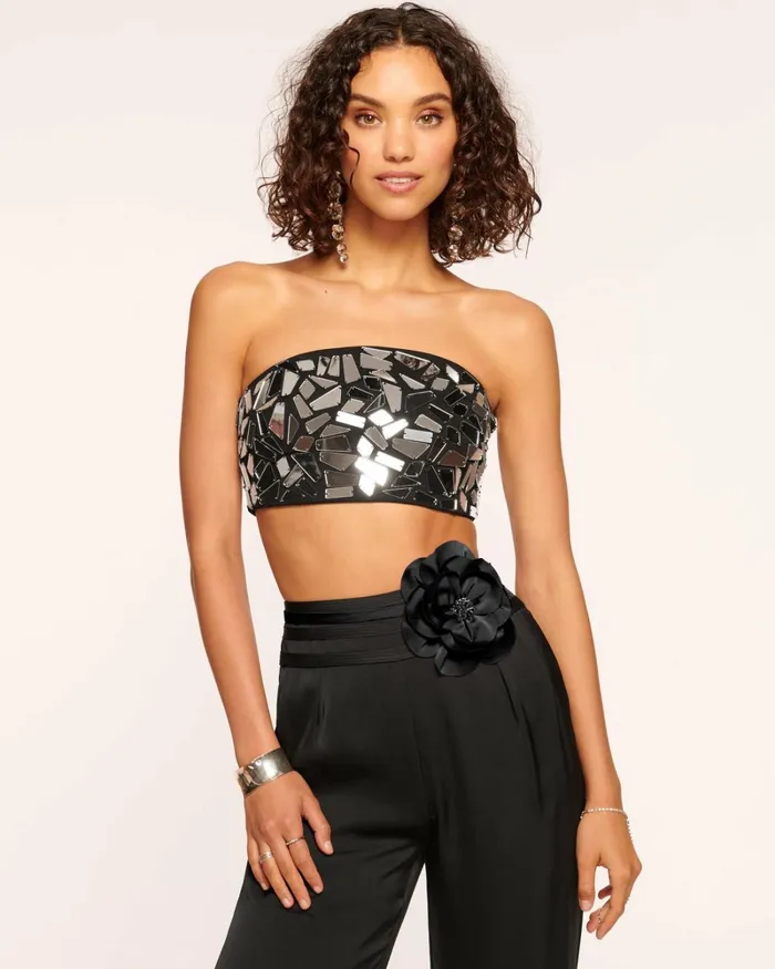 Women Sarah Strapless Crop Top Mirror Mosaic Ramy Brook Tops