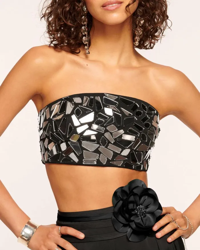 Women Sarah Strapless Crop Top Mirror Mosaic Ramy Brook Tops
