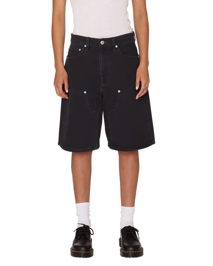 Women SHIFT PANEL SHORT Digital Black Faded Wash BOTTOMS OBEY Clothing