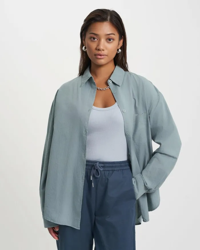 Women Shirts Colorful Standard Organic Oversized Shirt Lava Grey