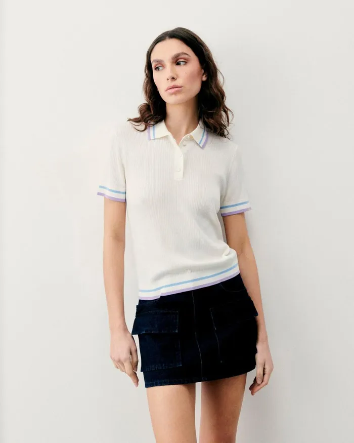 Women Shirts TShirts and Tops From Future Short Sleeve Top With TwoTone Stripes White Women Shirts TShirts and Tops From Future Short Sleeve Top With TwoTone Stripes White
