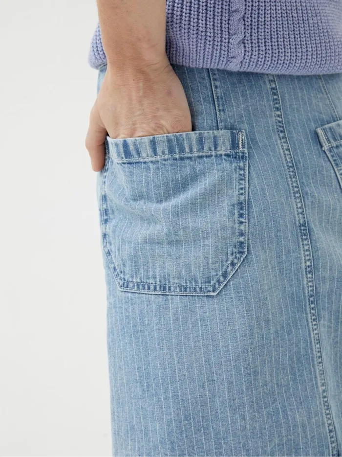 Women Skirts Fat Face Athena Blue Stripe Denim Skirt
