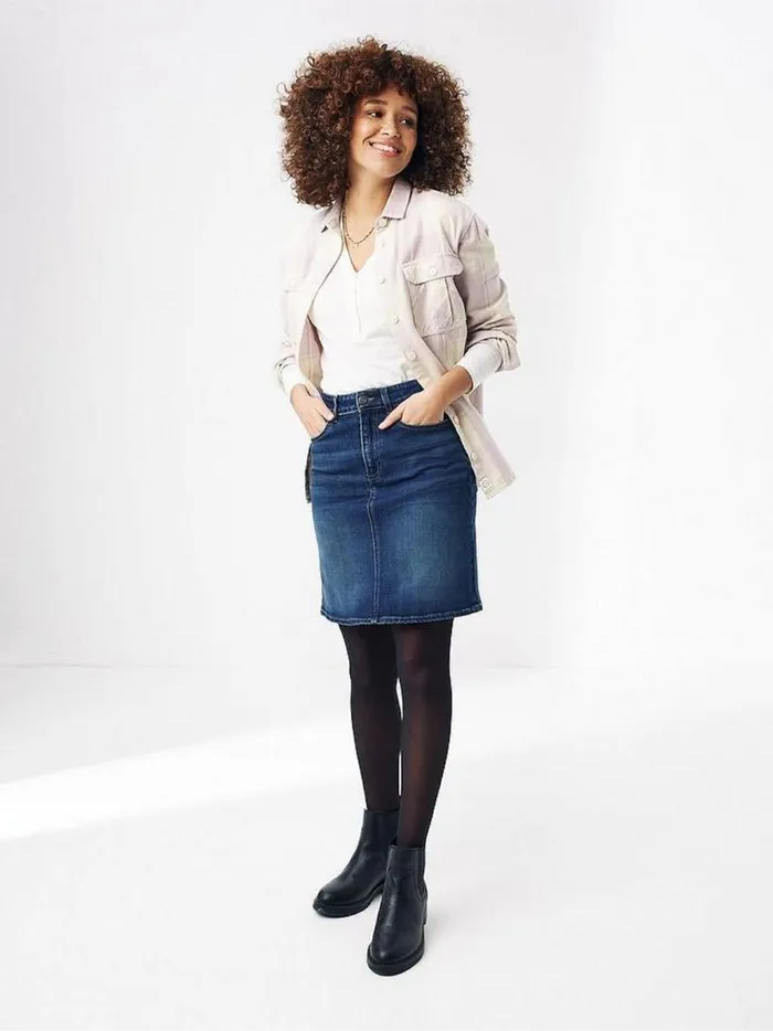 Women Skirts Fat Face Blue Hope Denim Skirt