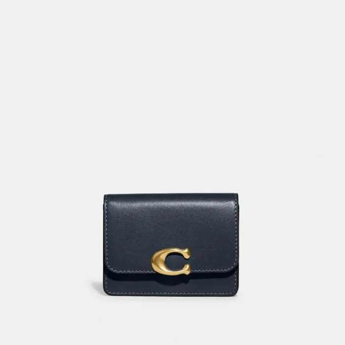 Women Small Wallets Coach Bandit Card Case Brassdenim