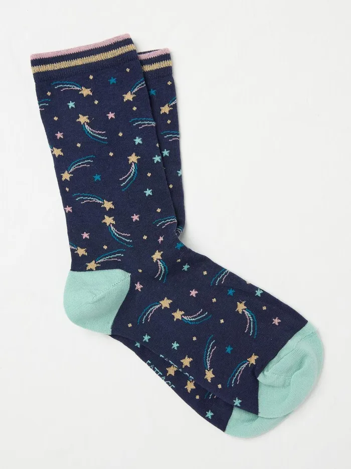Women Socks and Tights Fat Face Blue Navy Shooting Star Socks 1 Pack