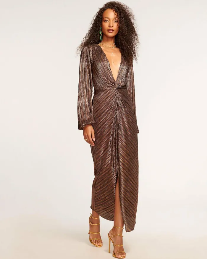 Women Sutton Long Sleeve Maxi Dress Neutral Lame Ramy Brook Dresses Women Sutton Long Sleeve Maxi Dress Neutral Lame Ramy Brook Dresses