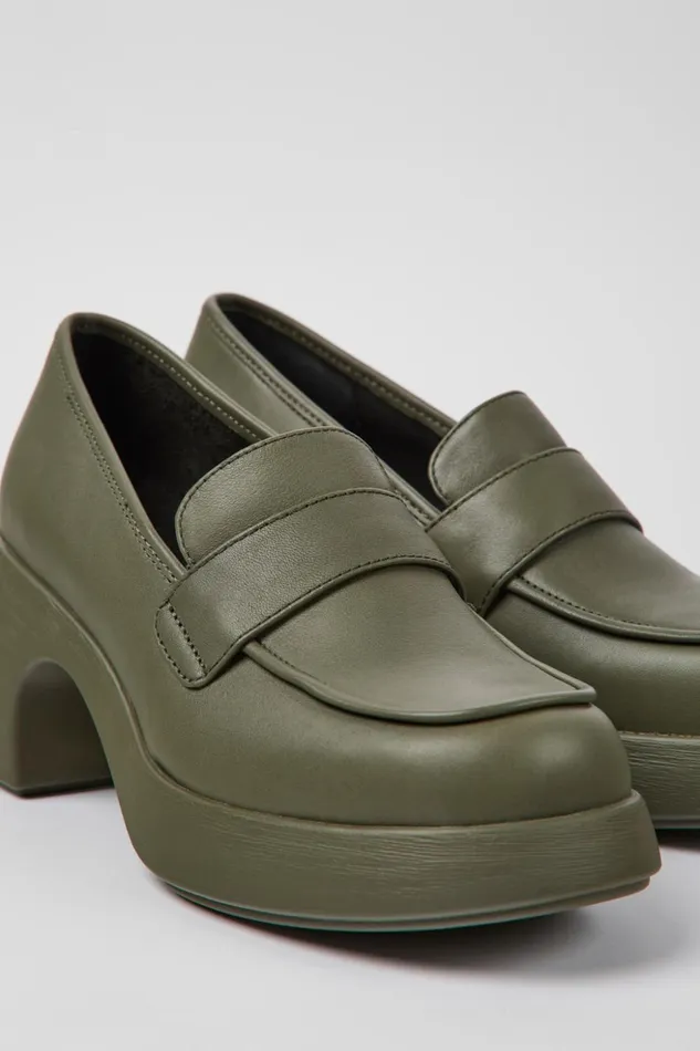 Women Thelma Green Leather Shoes Camper Formal Shoes