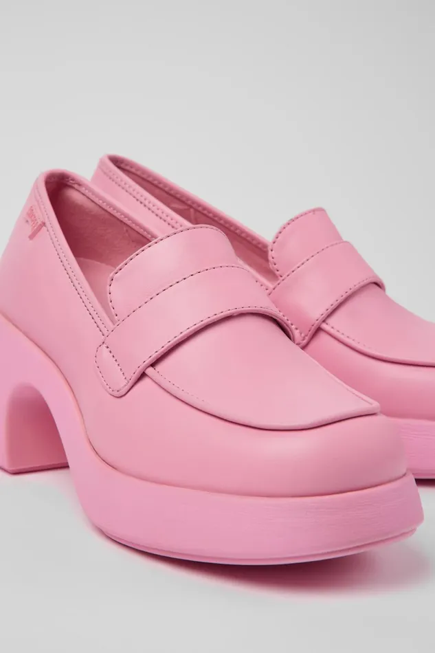 Women Thelma Pink Leather Loafer Camper Formal Shoes